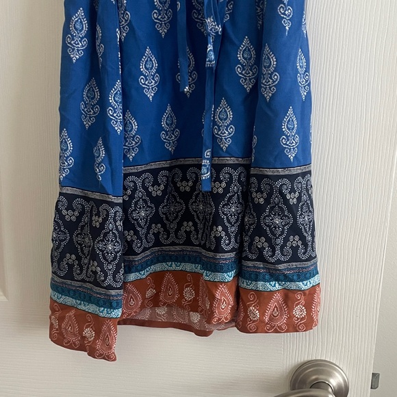 LOFT Blue Patterned Mini Dress - Picture 2 of 9